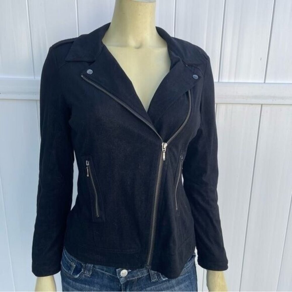 Top Stitch Black Women's Motto Inspired Lightweight Jacket Faux Suede Size S